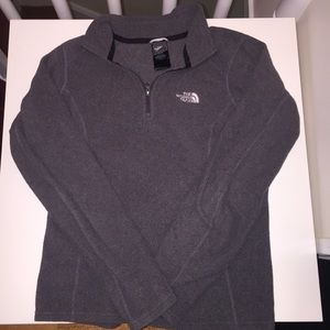 north face grey zip up fleece sweater